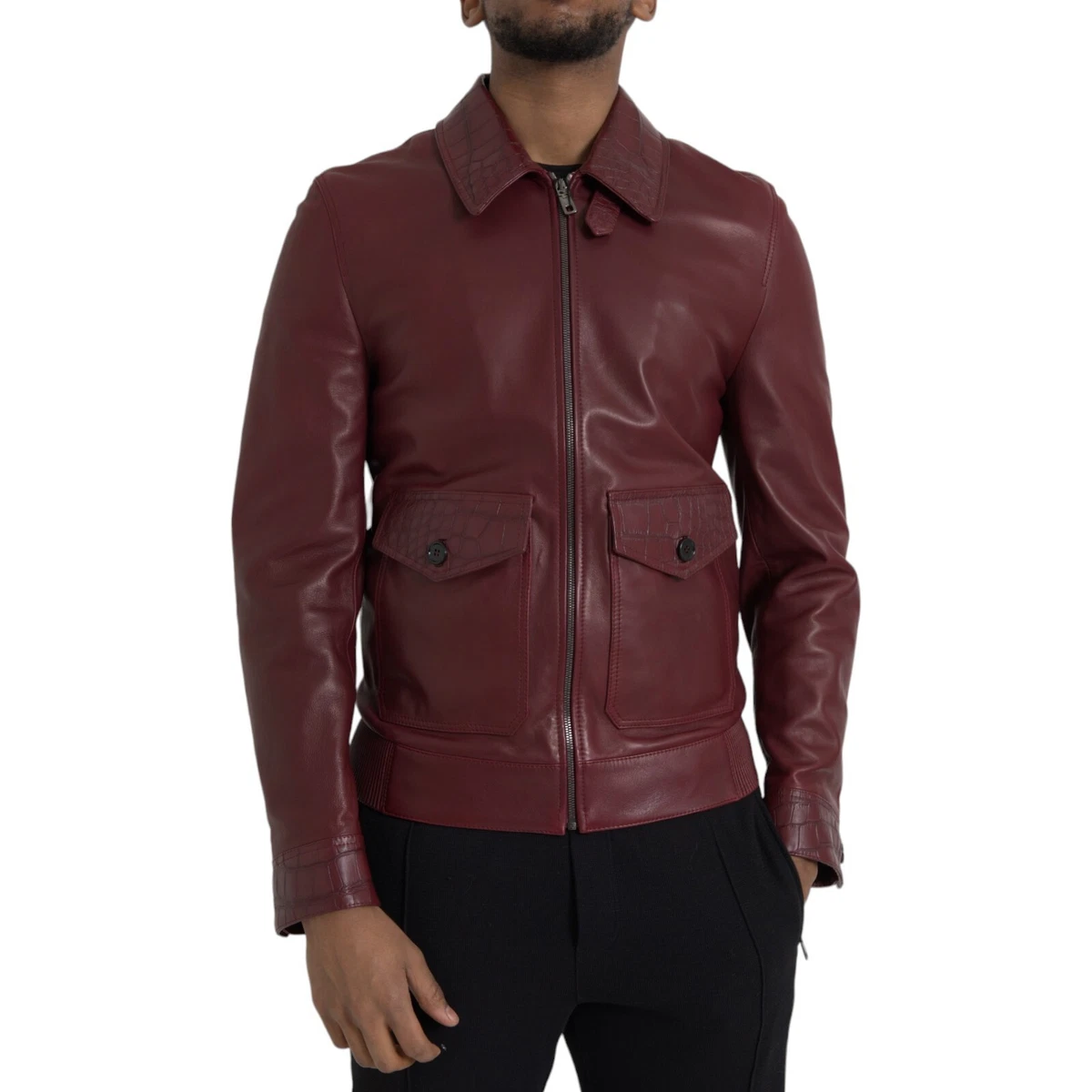 Dolce&Gabbana Leather Outer Shell Red Coats, Jackets & Vests for
