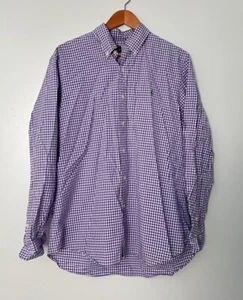 Ralph Lauren Shirt Men XL 17 Purple Green Pony Gingham Button Up Dress Poplin - Picture 1 of 4