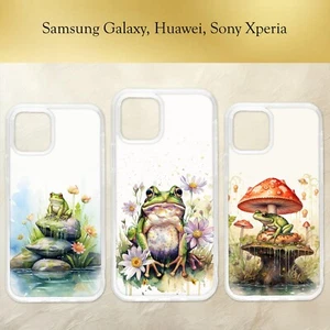 Frog Mushroom Flowers Lake Nature Watercolour Cute Phone Case Samsung Galaxy - Picture 1 of 4
