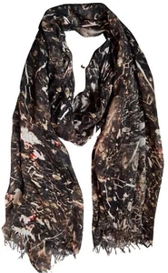 "Bufanda larga con estampado de mármol oscuro Dagmar - negra - marrón - roja - viscosa - talla 76"" x 35""" - Imagen 1 de 11