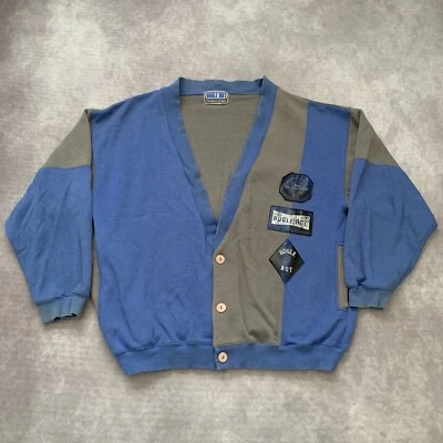 Cárdigan Sudadera Vintage Años 90 Bugle Boy Talla L Parche Bordado Logo Azul Foto 1 de 4
