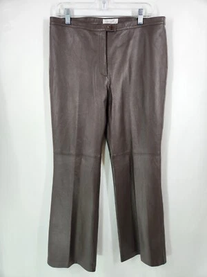 Pantalones de vestir vintage Spiegel talla 14 marrón 100 % cuero para mujer forro parcial Foto 1 de 4