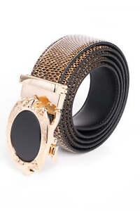 Barabas Men's Gold Buckle Solid Color Animal Print Luxury Leather Belt BK45