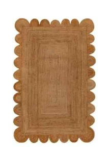 Natural Rug Jute Area Scallop Scalloped Braided Carpet Modern Handmade 100% - Picture 1 of 13