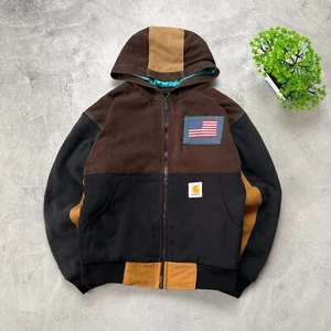 CARHARTT Detroit Jacket Reworked Vintage Hooded Bomber Multicolour Men`s Size S - Picture 1 of 16