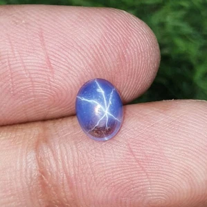 Zaffiro stella blu 2,16 ct 6 raggi ovale cabochon coltivato in laboratorio pietra preziosa sfusa 8x6 mm - Foto 1 di 5