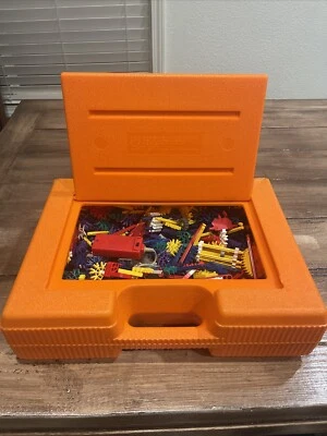 Vintage  Kinex Orange Box Hard Carrying Carry Case 1988 filled with K'NEX - Image 1 of 4