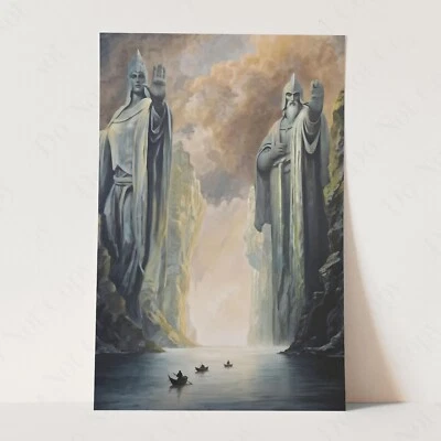 Impresión de póster de arte de pared de El Señor de los Anillos Las Puertas de Argonath Foto 1 de 4