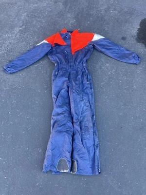 Traje de esquí Descente para hombre traje de nieve de una pieza mediano babero de nieve rojo años 90 vintage Foto 1 de 4