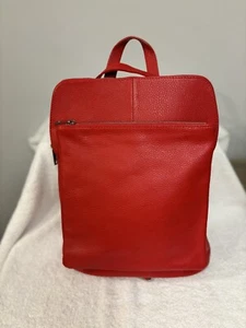 Borse in Pelle Leather Backpack Red Pebbled EUC! - Picture 1 of 6