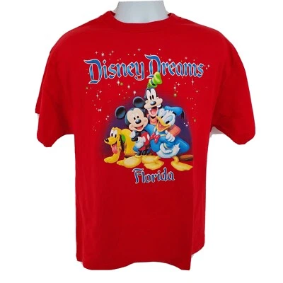 Camiseta Disney Dreams Florida Vintage Talla L Roja Mickey Donald Pluto Goofy  Foto 1 de 4