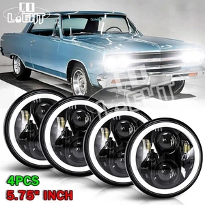 4PC 5 3/4" 5.75" LED Headlights Hi/Lo Beam With DRL For Chevy Chevelle 1965-1970 - Picture 1 of 10