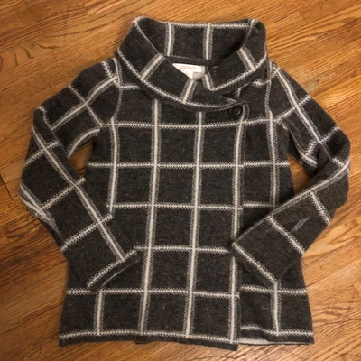 Cárdigan suéter envolvente a cuadros gris mezcla de lana Ellen Tracy para mujer talla pequeña Preppy Foto 1 de 4