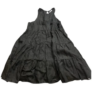 Vestido largo Civico 51 sin mangas de lino en capas negro, hecho en Italia para mujer mediano - Imagen 1 de 8