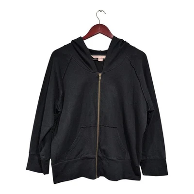 Victorias Secret Hoodie Womens Large Black Rhinestone Skulls Full Zip Sweatshirt - Image 1 of 4