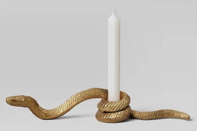 Threshold 11" x 2" Halloween Horizontal Gold Snake Taper Candle Holder Aluminum - Image 1 of 4