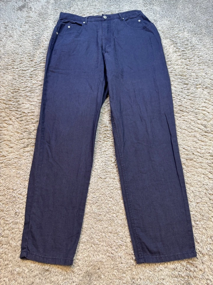 Pantalones chinos Gloria Vanderbilt Jeans para mujer 14 azul marino mezcla de lino calce cónico Foto 1 de 4