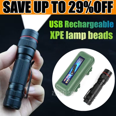 LED Flashlight Torch Tactical Light USB Rechargeable 1200000LM Super Bright Box - Image 1 of 4