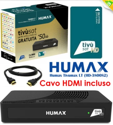 DECODER RICEVITORE SATELLITARE TIVUSAT HD HUMAX Tivumax HD3800S2 CON TESSERA - Immagine 1 di 4