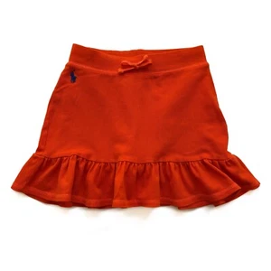 Girls S/7 Polo Ralph Lauren Pull On Mini Skirt w Ruffle Built in Shorts Orange - Picture 1 of 8