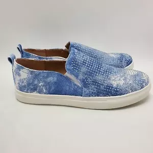 Nicole Miller Sandra Tie Dye Denim Rhinestone Slip On Sneakers Pastel Blue Sz 9 - Picture 1 of 11