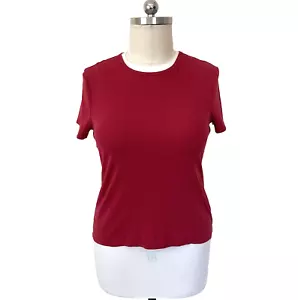 Ralph Lauren - Women's Brick Red Short Sleeve Softspun Cotton Spandex Tee Shirt - Picture 1 of 9