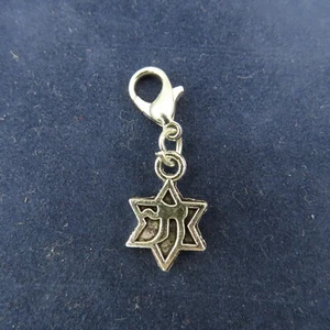 PORTACHIAVI STELLA DI DAVID CHAI SYMBOL ciondolo cerniera pull clip aggiunta penzolare ebraismo - Foto 1 di 6