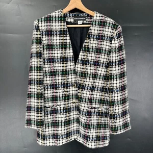 Blazer vintage Sag Harbor 2 botones a cuadros tweed chaqueta despistada academia neón 12 - Imagen 1 de 13