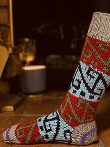  100% Woollen Hand-Knitted UNIQUE Socks Winter Gift Ideas for Holiday Season - Picture 1 of 8