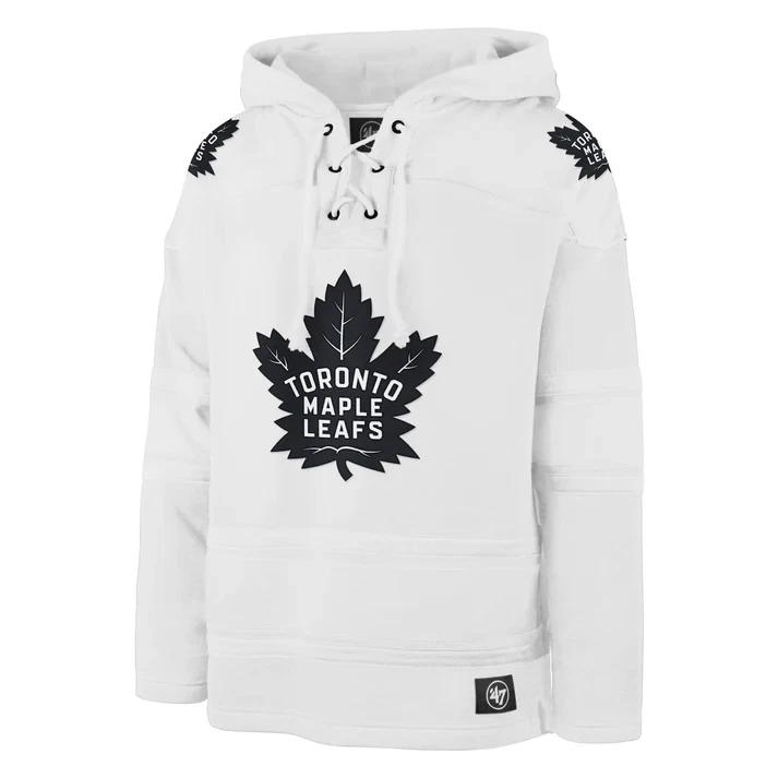 Men's Toronto Maple Leafs White Out '47 Brand Heavyweight Jersey Lacer Hoodie - Image 1 of 1