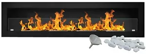 Caminetto camino bioetanolo biocamino da incasso 160x50cm nero opaco con vetro - Imagen 1 de 7