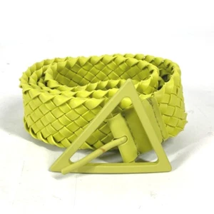 BOTTEGA VENETA 691232 Triangle Intrecciato belt rubber Kiwi Light GreenBased - Picture 1 of 18