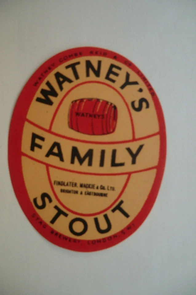 MINT WATNEYS LONDON FAMILY STOUT BREWERY BEER BOTTLE LABEL  - Image 1 of 1