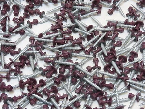 QTY 500 #10-14x1-1/2"HWH Ply-Lo Burgundy Roof Pole Barn Metal Washer Head Screws - Picture 1 of 12