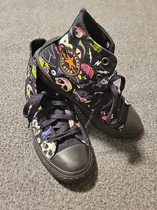 CONVERSE All Star HALLOWEEN Monster High Top Sneakers/Shoes Black Kid's Size 2 - Picture 1 of 9