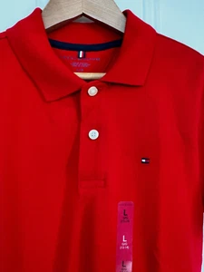 Tommy Hilfiger Polo SHIRT Boys Size 12 - 14 Red T-shirt Top Designer - Picture 1 of 14