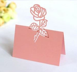 100x NEW Roses Flower Laser Cut Pearlescent Wedding Party Table Name Place Cards - Picture 1 of 21