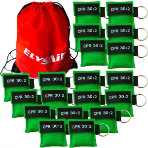 Máscara facial de RCP llavero escudo facial entrenamiento de emergencia RCP 30:2 verde - Imagen 1 de 10