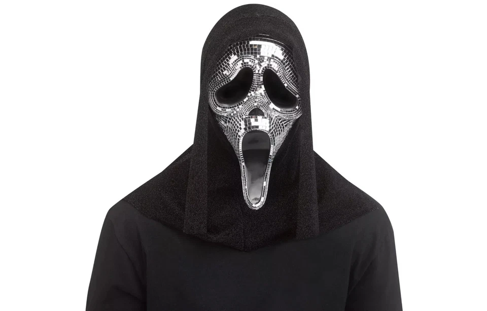 Fun World Ghost Face Disco Mirror Mask Costume Accessory, Silver - Image 1 of 1