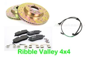LAND ROVER DISCOVERY 3 DISCOS DE FRENO DELANTEROS Y PASTILLAS KIT RANURADO PERFORADO + SENSOR - Imagen 1 de 2