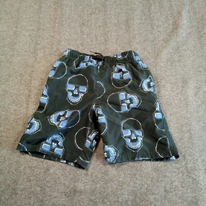 Cherokee Shorts Boys Extra Small Black Blue Skulls Swim Bottoms Lined Drawstring - Picture 1 of 10