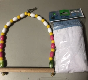 Vogelkäfig Samenfänger Schaukel Set 70" Tüll Holz Barsch kein Durcheinander Sittich - Bild 1 von 7