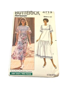 Abito vintage Butterick modello cucito 4713 Misses' marinaio colletto 14 16 18 20 NON TAGLIATO - Foto 1 di 2