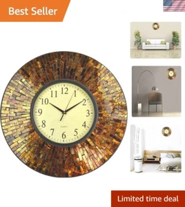 19" Baltic Amber Mosaic Wall Clock with 9.5" Brown Arabic Glass Dial, 4.50" M... - Picture 1 of 9