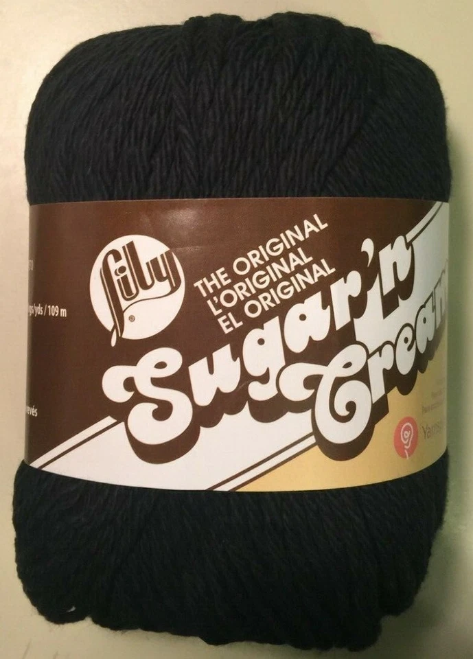 Lily Sugar N Cream Black Yarn One Only 95 Yds 2 Oz 100 Cotton
