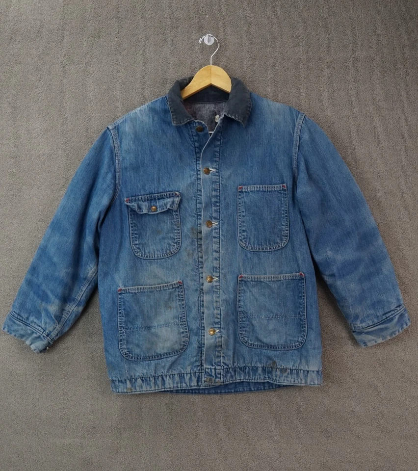 Chaqueta de mezclilla forrada con manta Sears Work'n Leisure años 80 talla grande 42-44 Foto 1 de 4