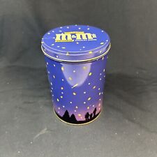 M&M's Chocolate Candies 1989 Winter Scene 6-1/2" Tin Round Purple -Vintage  EUC