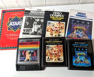 3 Tested Atari 2600 Games w/ Manuals & Catalog: Riddle Sphinx, Pinball, Olympics - Picture 1 of 11