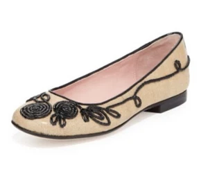 TARYN ROSE Womens Teen Bubka Embroidered Leather Ballet Flats Shoes 5 M - Picture 1 of 9