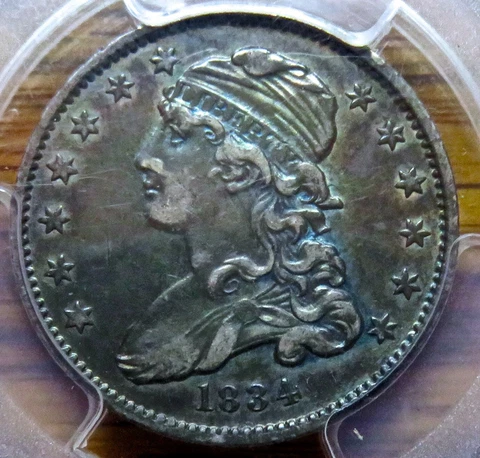 1834 Capped Bust Quarter__PCGS XF 40__gorgeous bluish-toned coin__undergraded Cover
